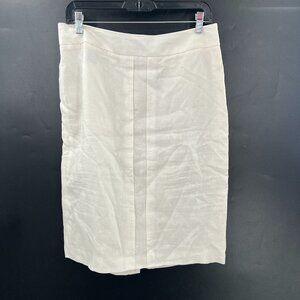 Brooks Brothers 100% Irish linen pencil skirt ivory old money preppy lined 8